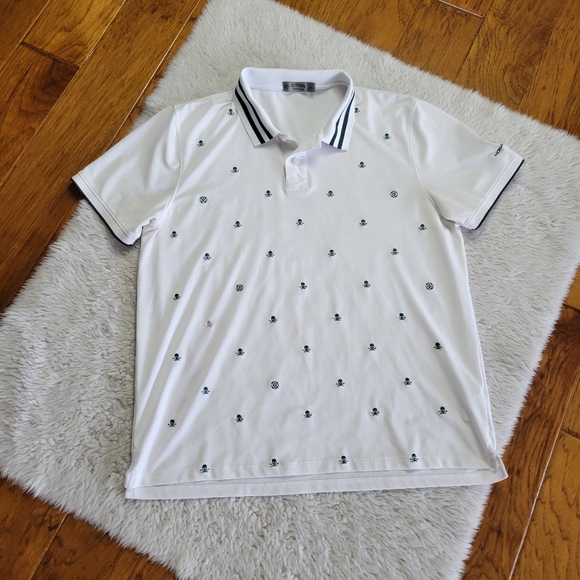 G/FORE Golf Polo Shirt Men’s XL Skulls White Green Short Sleeve Performance - Picture 1 of 10